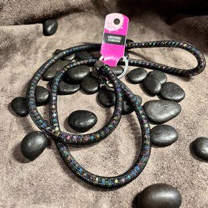 Black Crystal Iridescent Badge Key Lanyard